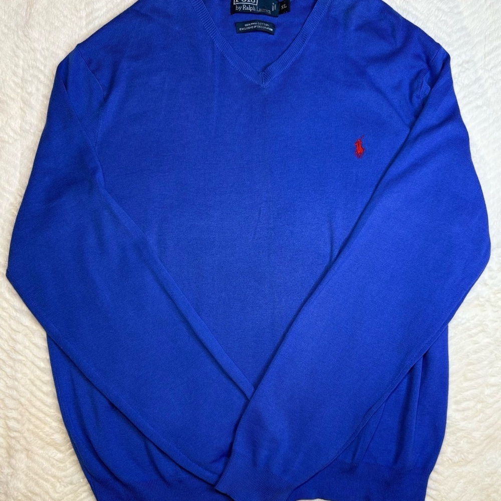 Ralph Lauren Men's V-Neck Sweater in Blue